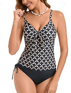 Tankini Two Piece Swimsuit Racerback Swimwear Colored Swimwear Black Wine Breathable Quick Dry Sleeveless - Swimming Surfing Snorkeling Summer