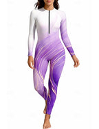 Rash Guard Full Body Swimwear Dive Skin Suit Gradient Front Zip Upf50+ Quick Dry High Elasticity Long Sleeve Swimwear Surfing Diving Snorkeling Summer