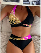 Bikini 2 Piece Swimsuit High Waist Stylish Ombre Graphic Sleeveless Bathing Suits