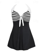Regular Halter Bikini Top Bathing Suit Swimsuits Stripes Uv Protection Elastic Sleeveless Swimwear Swimsuit Surfing Diving Swimming Summer
