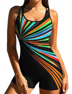 Medium Standard Rash Guard Bathing Suit One Piece Swimsuits Geometric Abstract Color-blocking Removable Pad Front Zip High Neck Uv Sun Protection Upf50+ Ultra Light (ul) Sleeveless Swimwear