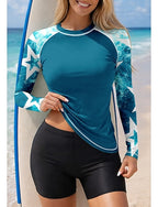 Rash Guard Swimsuit Rash Guard Tankini Swimsuits Geometric 2 Piece Removable Pad Boyleg Uv Sun Protection Upf50+ Uv Protection Long Sleeve Swimwear Sun Shirt Surfing Canoeing Water Sports