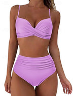 Bathing Suit Swimsuits High Waisted Bikini Colored Uv Protection Elastic Sleeveless Swimwear Swimsuit Surfing Diving Swimming Summer