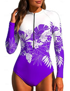Rash Guard Dive Skin Suit Bathing Suit Athletic Swimwear Tropical Zip Up Upf50+ Quick Dry Lightweight Long Sleeve Swim Shirt Surfing Beach Water Sports Summer