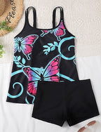 Bathing Suit Tankini 2 Pieces Printed Ultra Light (ul) Elastic Sleeveless Swimwear Surfing Snorkeling Summer