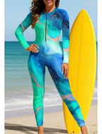 Regular Rash Guard Full Body Rash Guard Bathing Suit Marble With Built in Bra Front Zip Uv Sun Protection Full Coverage Upf50+ Long Sleeve Full Body Swimwear Swimsuit Surfing Canoeing Beach