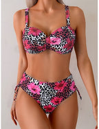 Swimwear Bikini 2 Piece Briefs Swimsuit Slim Backless Vacation Beach Wear Ombre Leopard V Neck Sleeveless Bathing Suits
