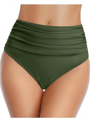 Swim Shorts High Waisted Bikini Bottom Colored High Waist Shirred Quick Dry Lightweight Breathable Bottoms Surfing Beach Water Sports Summer