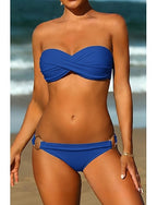 Swimwear Bikini 2 Piece Normal Swimsuit 2 Piece Ruched Open Back Pure Color Green White Black Yellow Rosy Pink Padded Strapless Bathing Suits New Vacation / Modern / Padded Bras