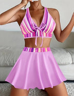 Tankini Two Piece Swimsuit Backless Swimwear Patchwork Swimwear Black Yellow Breathable Quick Dry Lightweight Sleeveless - Swimming Surfing Beach Summer Spring