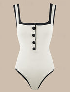 One Piece Swimsuit Open Back Swimwear Patchwork Swimwear Black White Breathable Quick Dry Sleeveless - Swimming Surfing Snorkeling Summer