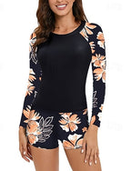 Rash Guard Swimsuit 2 Piece Spandex Uv Sun Protection Upf50+ Quick Dry Long Sleeve Swimwear Swimsuit Surfing Beach Water Sports Summer