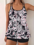 Tankini Two Piece Swimsuit Swimwear Swimwear Black White Breathable Quick Dry Lightweight Sleeveless - Swimming Surfing Beach Summer Spring