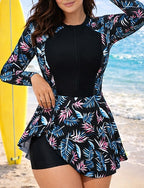 Rash Guard Print Swimsuit Bathing Suit Tropical Uv Protection Elastic Long Sleeve Swimwear Surfing Beach Swimming Summer