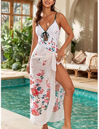One Piece Swimsuit Cutout With Skirt Monokini Tummy Control High Waist Slim Backless Vacation Beach Wear V Neck Sleeveless Bathing Suits