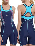 Sbart Swimwear One Piece Swimsuit Bathing Suit Racerback Boyleg Athletic Swimsuit Racing Athletic Patchwork Swimwear Chlorine Resistance Breathable High Elasticity Nylon Spandex Sleeveless