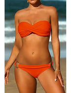 Swimwear Bikini 2 Piece Normal Swimsuit 2 Piece Ruched Open Back Pure Color Green White Black Yellow Rosy Pink Padded Strapless Bathing Suits New Vacation / Modern / Padded Bras