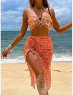 Swimwear Bikini Swimsuit Vacation Tropical Graphic Sleeveless Bathing Suits