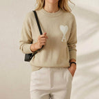 Apricot [a36 jacquard round neck cotton yarn style]