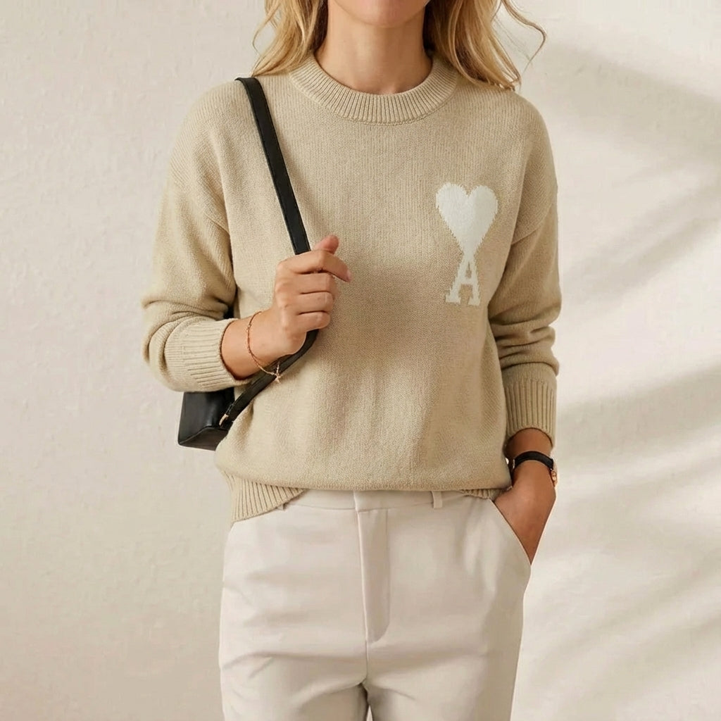 Apricot [a36 jacquard round neck cotton yarn style]