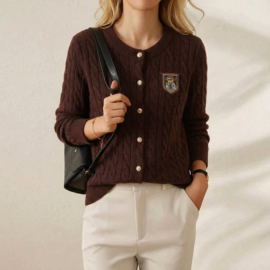 Brown (four-color sequined sweater cardigan)