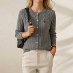 Gray (five-color cable sweater cardigan)