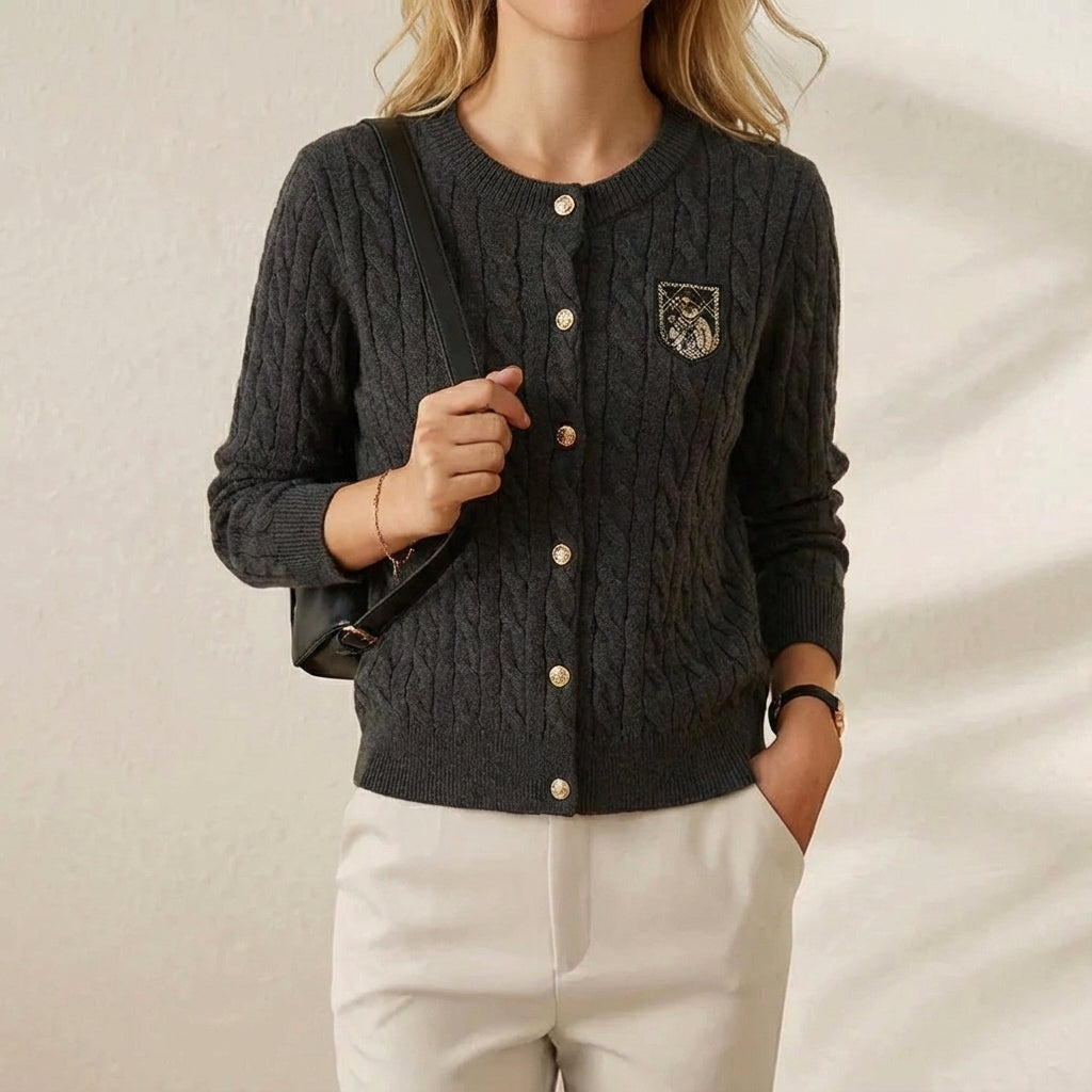 Gray (four-color sequined sweater cardigan)