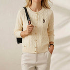 Ivory white (five-color cable sweater cardigan)