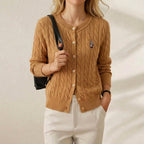 Khaki (five-color cable sweater cardigan)