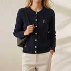 Navy blue (five-color cable sweater cardigan)