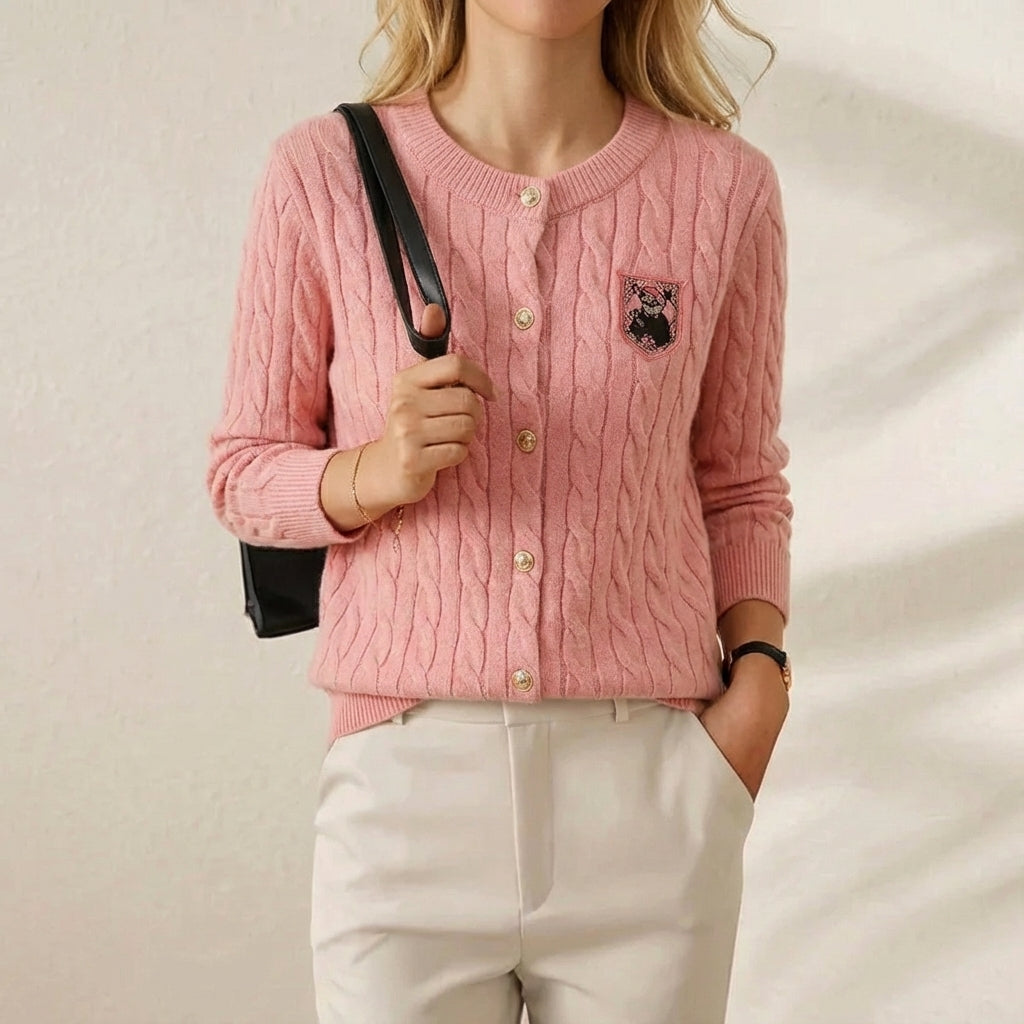Pink (four-color sequined sweater cardigan)
