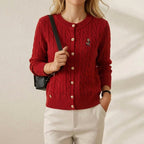 Red (five-color cable sweater cardigan)