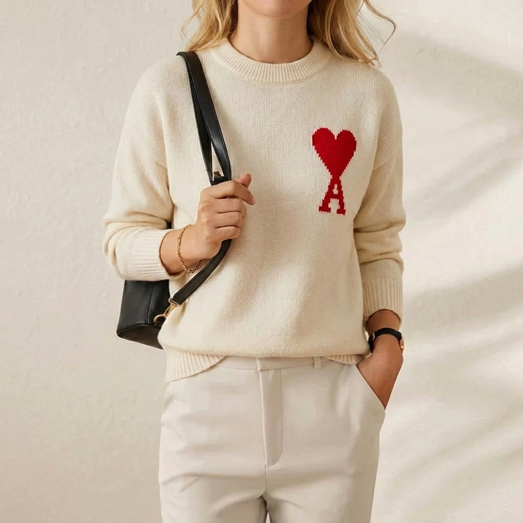 White [a36 jacquard round neck cotton yarn style]