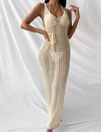Swimwear Cover Up Dress Swimsuit Cut Out Vacation Beach Wear Plain V Neck Sleeveless Bathing Suits