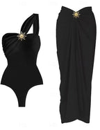 Swimwear One Piece Monokini Swimsuit Thong One Piece Tummy Control High Waist Slim Backless Vacation Beach Wear Color Strapless Sleeveless Bathing Suits