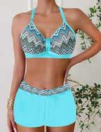 Swimwear 2 Piece Briefs Swimsuit Backless Vacation Beach Wear Halter Neck Sleeveless Bathing Suits