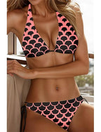 Bikini 2 Piece Swimsuit Colorblock Printing Vacation Beach Wear Graphic Sleeveless Bathing Suits