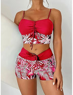 Swimwear Bikini 2 Piece Shorts Swimsuit Slim Backless Vacation Beach Wear V Neck Sleeveless Bathing Suits