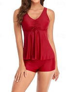 Bathing Suit Tankini Two Piece Swimsuit Tropical Tummy Control Elastic Sleeveless Swimwear Surfing Beach Vacation Summer