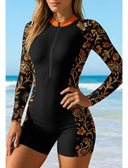 Medium Rash Guard Bathing Suit Athletic Swimwear Zip Up Removable Pad Front Zip Uv Sun Protection Upf50+ Ultra Light (ul) Long Sleeve Swimwear Sun Shirt Surfing Beach Water Sports