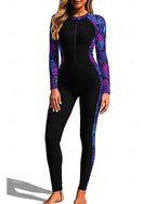 Standard Rash Guard Full Body Rash Guard One Piece Surfing Suit Tropical Zip Up With Built in Bra Front Zip Uv Sun Protection Full Coverage Upf50+ Long Sleeve Full Body Swimwear