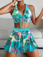 Tankini Two Piece Swimsuit Backless Swimwear Patchwork Swimwear Black Yellow Breathable Quick Dry Lightweight Sleeveless - Swimming Surfing Beach Summer Spring
