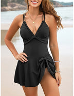 Swimwear One Piece Monokini Swimsuit Tummy Control High Waist Slim Backless Vacation Beach Wear Color V Neck Sleeveless Bathing Suits