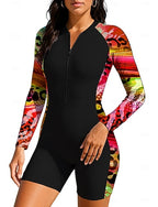 Rash Guard Dive Skin Suit Bathing Suit Swimsuit Set Abstract Removable Pad Front Zip Mid-thigh Leg Uv Sun Protection Upf50+ Ultra Light (ul) Long Sleeve Swimwear Sun Shirt Surfing Beach Water