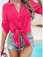 Mini Dress White Dress Beach Dress Black Dress Cover Up Classic Daily Outdoor Beach Regular Fit Plain Long Sleeve V Neck Black White Rose Red Summer Spring