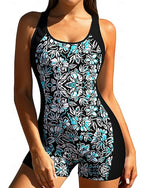 Rash Guard Bathing Suit One Piece Swimsuits Tropical Color-blocking Removable Pad Front Zip Boyleg Uv Sun Protection Upf50+ Stretchy Sleeveless Swimwear Bodysuit Surfing Canoeing Beach