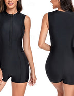 Rash Guard One Piece Swimsuit Colored Front Zip Uv Sun Protection Quick Dry Lightweight Sleeveless Bodysuit Bathing Suit Surfing Beach Water Sports Summer
