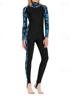 Rash Guard Full Body Swimwear Dive Skin Suit Patchwork Front Zip Hooded Upf50+ Quick Dry High Elasticity Long Sleeve Swimwear Surfing Diving Snorkeling Summer