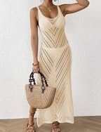 Swimwear Cover Up Swim Dress Swimsuit Cut Out Vacation Beach Wear Color Scoop Neck Sleeveless Bathing Suits