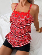 Standard Bathing Suit Tankini 2 Pieces Paisley Printed Boyleg Quick Dry Elastic Sleeveless Swimwear Swimsuit Surfing Beach Swimming Summer